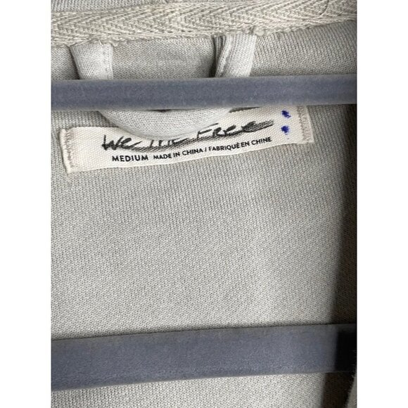 Free People Britney Cardi Jacket Hooded Sweatshirt Zip Front Oatmeal Size M NWT - Picture 10 of 10